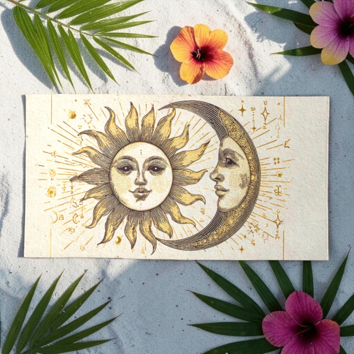 Sun & Moon Beach Towel – Soft, Vibrant & Ready for Adventure